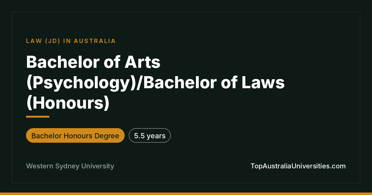 BA (Psychology)/LLB (Honours) at WSU