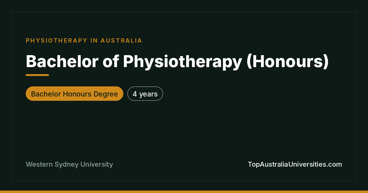 Bachelor of Physiotherapy (Honours) at WSU