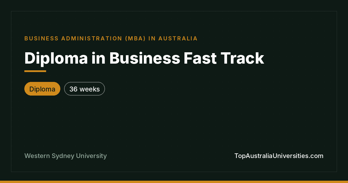 Diploma in Business Fast Track at Western Sydney