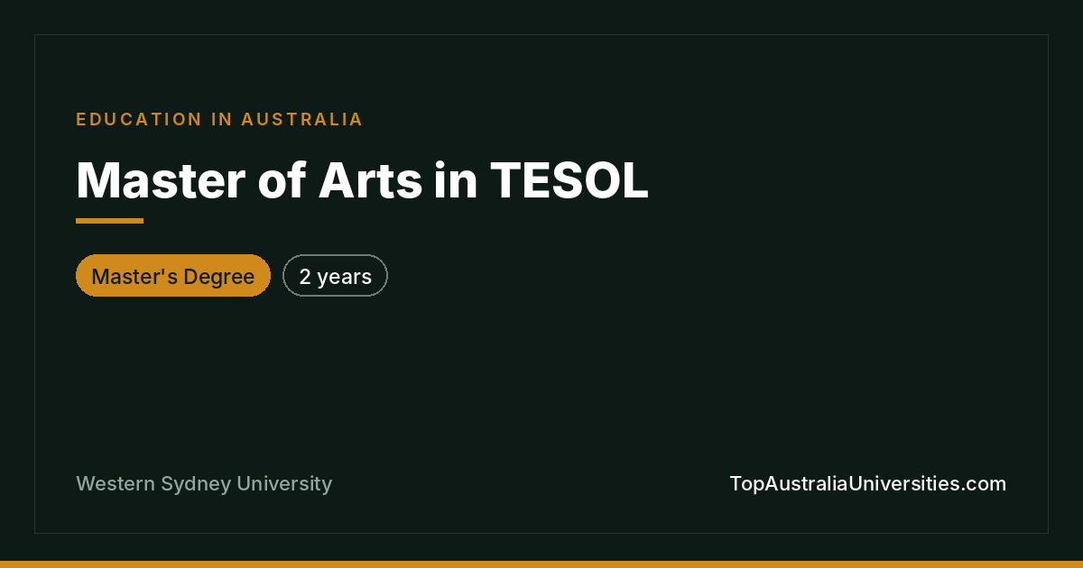 Master of Arts in TESOL at Western Sydney University