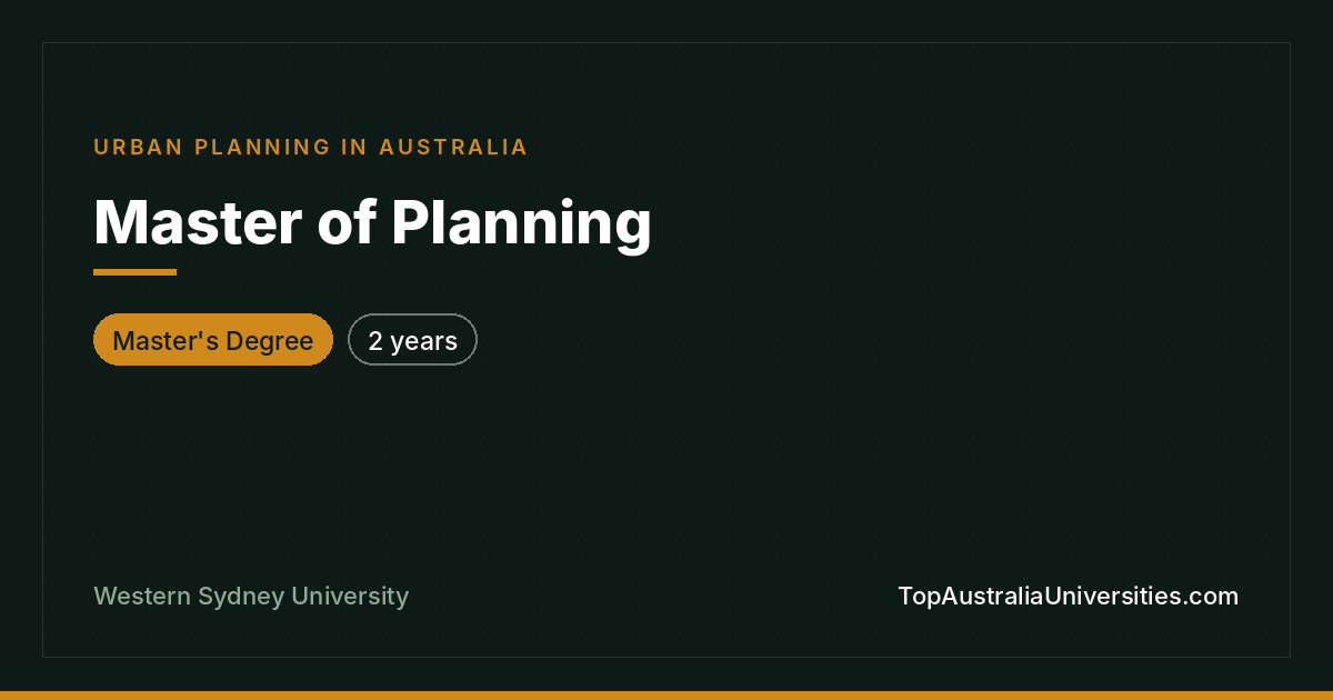 Master of Planning at Western Sydney University