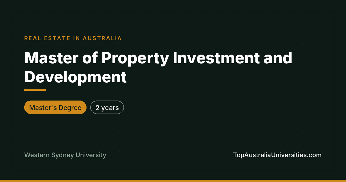 Master of Property Investment and Development