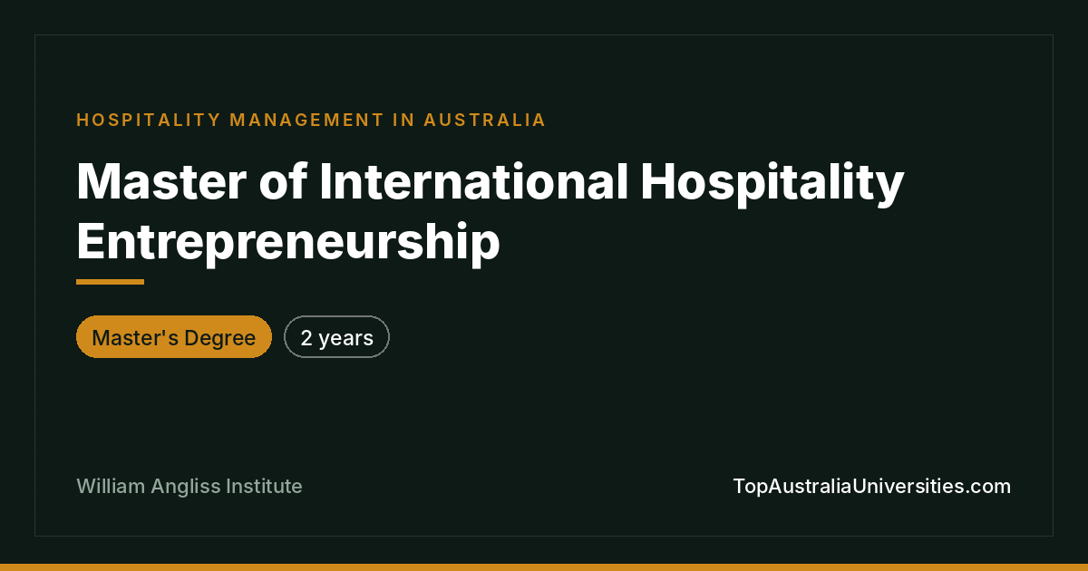 Master of International Hospitality Entrepreneurship