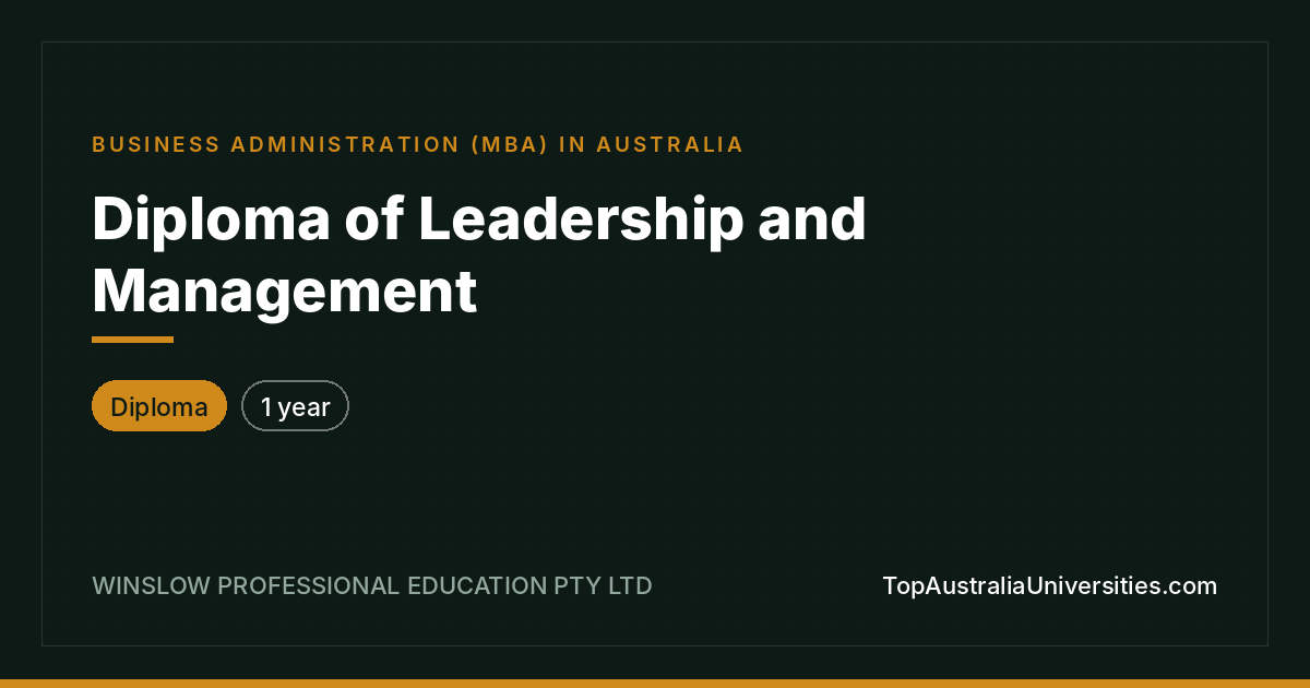 Diploma of Leadership and Management at WINSLOW
